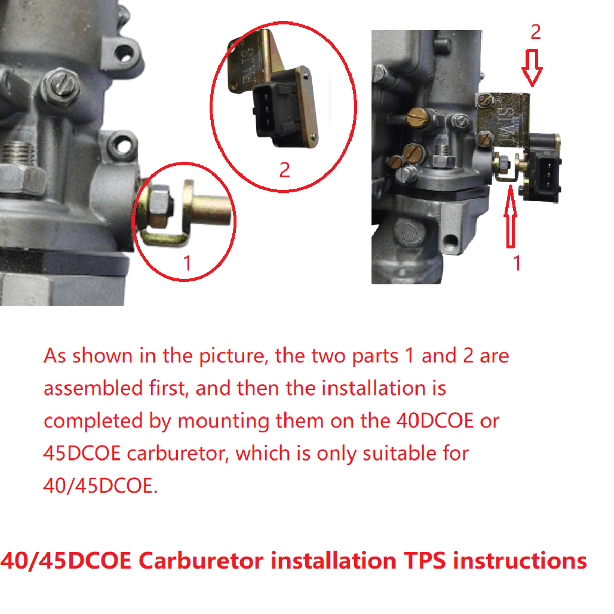 TPS m/monteringssett for 40/45/48/50/55dcoe forgasser